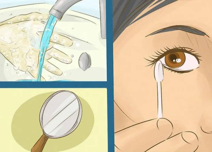 достаем ресницу с помощью ватной палочки